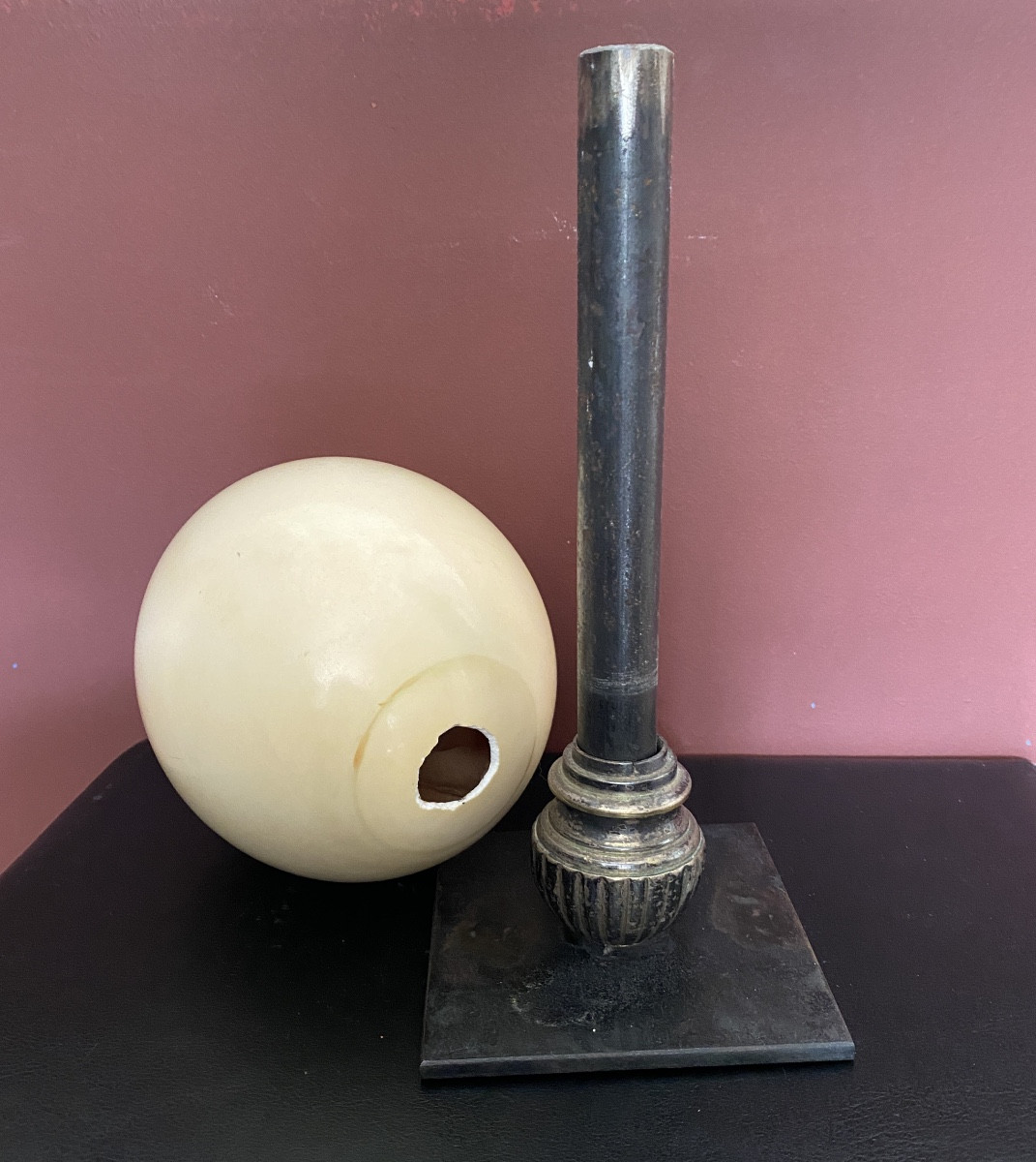 Ostrich Egg Mounted On A Matte Black Painted Base-photo-3
