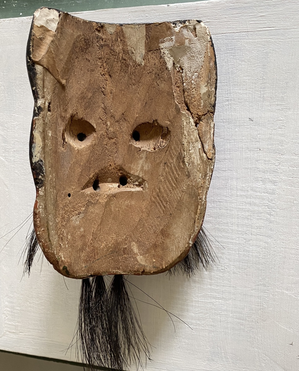 Japanese Wooden Painted Theater Mask-photo-2