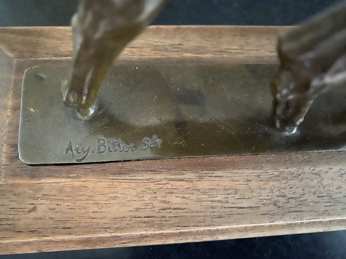 Bronze Animal Sculpture, Doe Signed Ary Bitter-photo-4