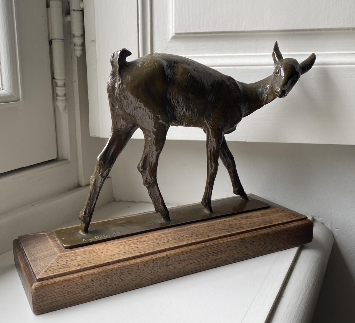 Bronze Animal Sculpture, Doe Signed Ary Bitter-photo-2