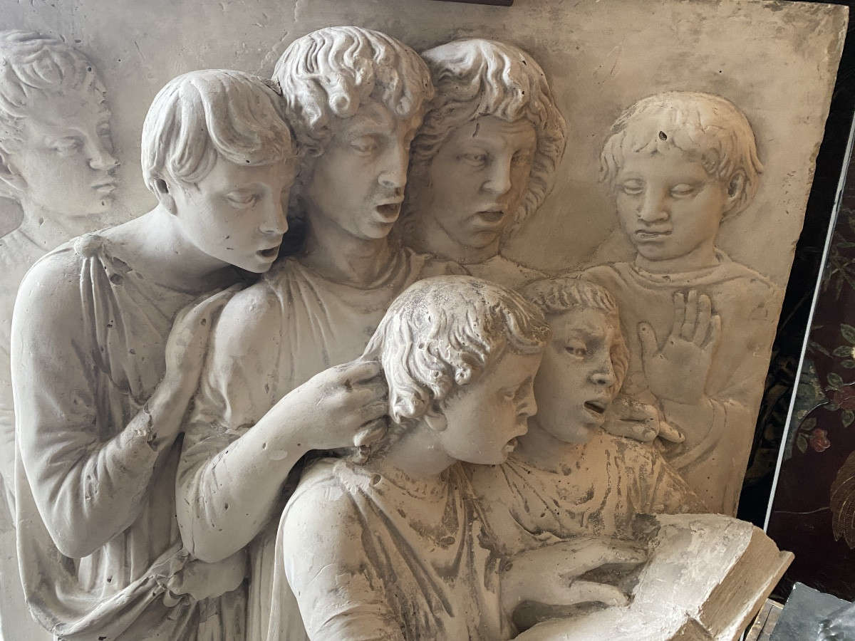 Sculpture, Plaster Cast Of A Scene Of Ancient Chants-photo-2