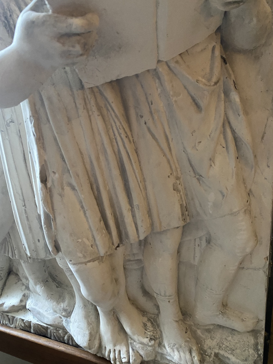 Sculpture, Plaster Cast Of A Scene Of Ancient Chants-photo-4