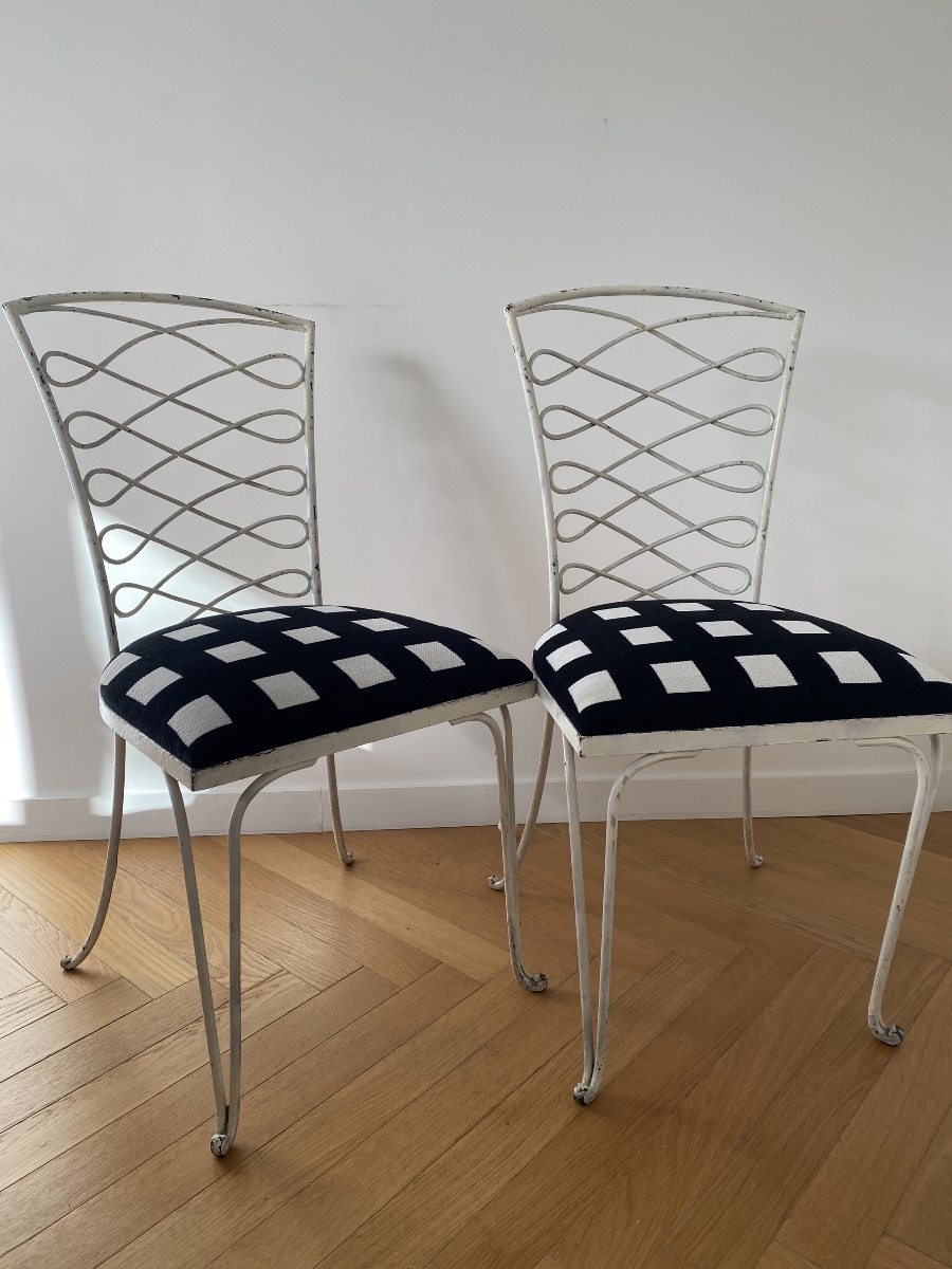 Pair Of Wire-frame Garden Chairs By René Prou (1887–1947)-photo-2