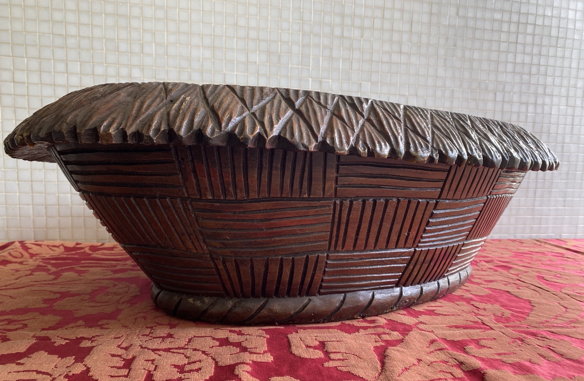 Hen On A Wooden Basket, Folk Art Style -photo-3