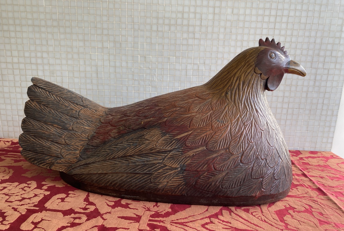 Hen On A Wooden Basket, Folk Art Style -photo-8