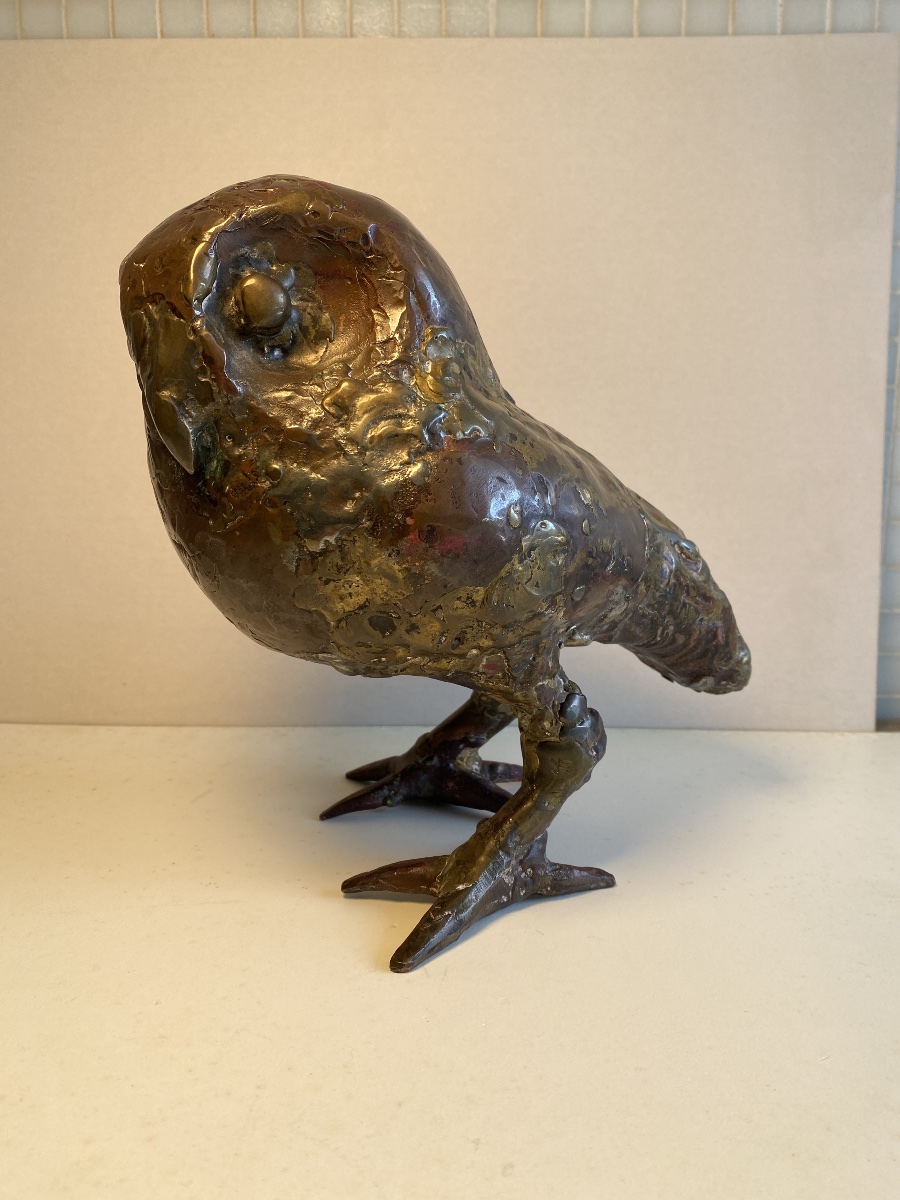 Sculpture animalière en bronze par nRené Broissand La Chouette-photo-2