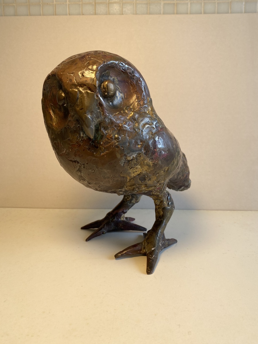 Sculpture animalière en bronze par nRené Broissand La Chouette-photo-3
