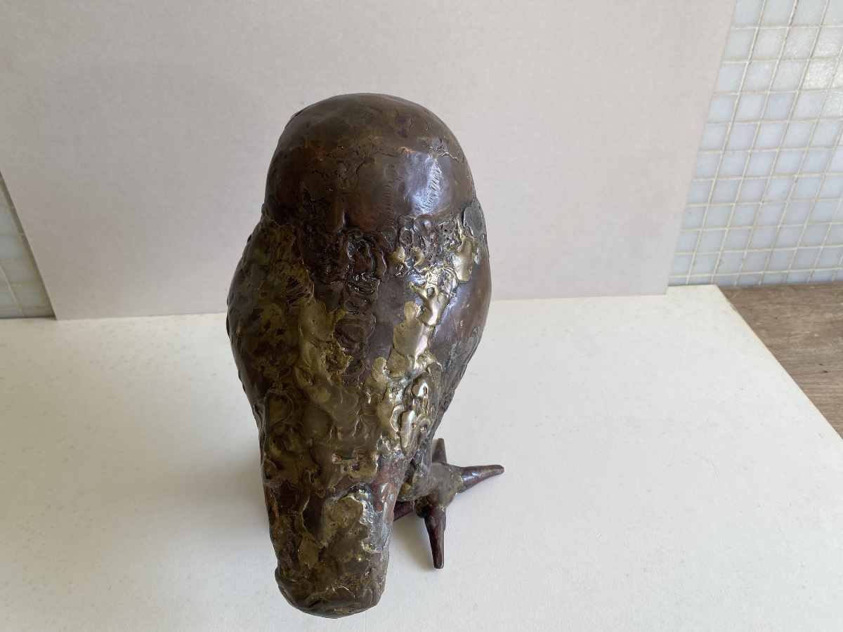 Sculpture animalière en bronze par nRené Broissand La Chouette-photo-1