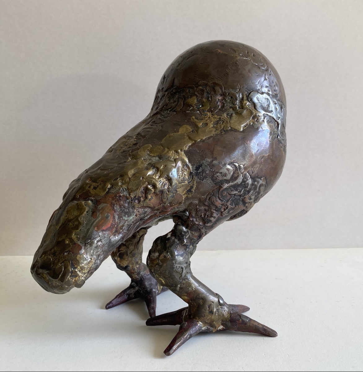 Sculpture animalière en bronze par nRené Broissand La Chouette-photo-2