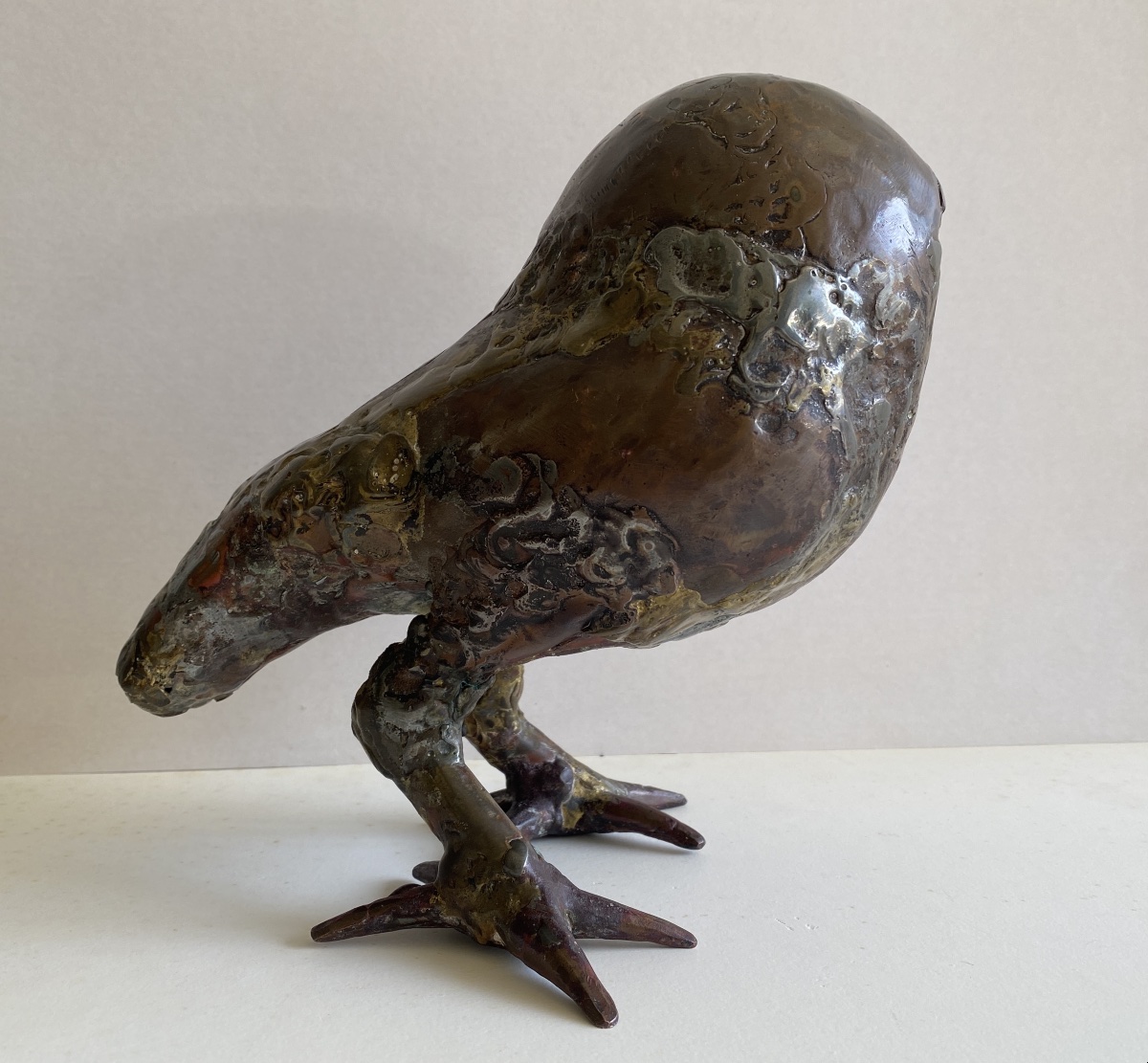 Sculpture animalière en bronze par nRené Broissand La Chouette-photo-3