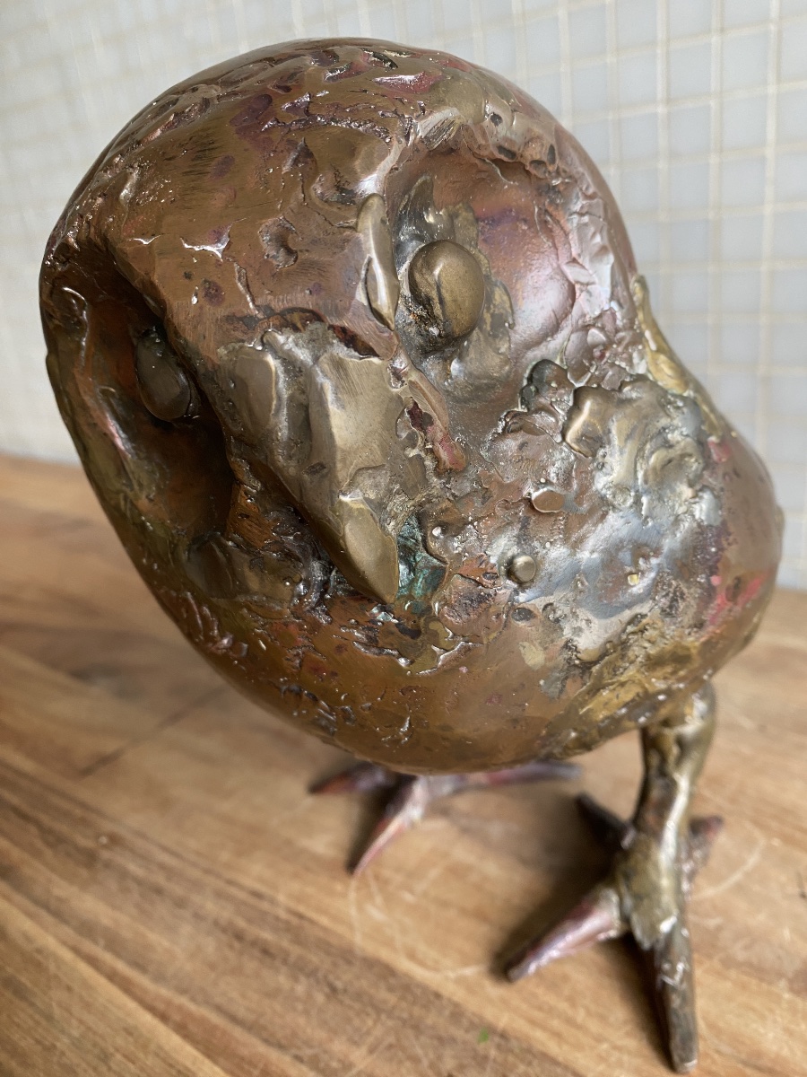 Sculpture animalière en bronze par nRené Broissand La Chouette-photo-4