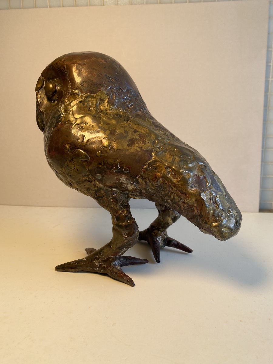 Sculpture animalière en bronze par nRené Broissand La Chouette