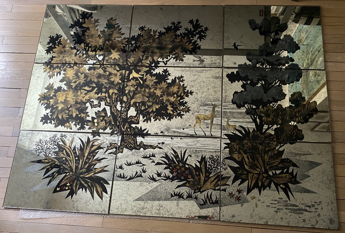 Peinture, panneau décoratif en verre églomisé -photo-2
