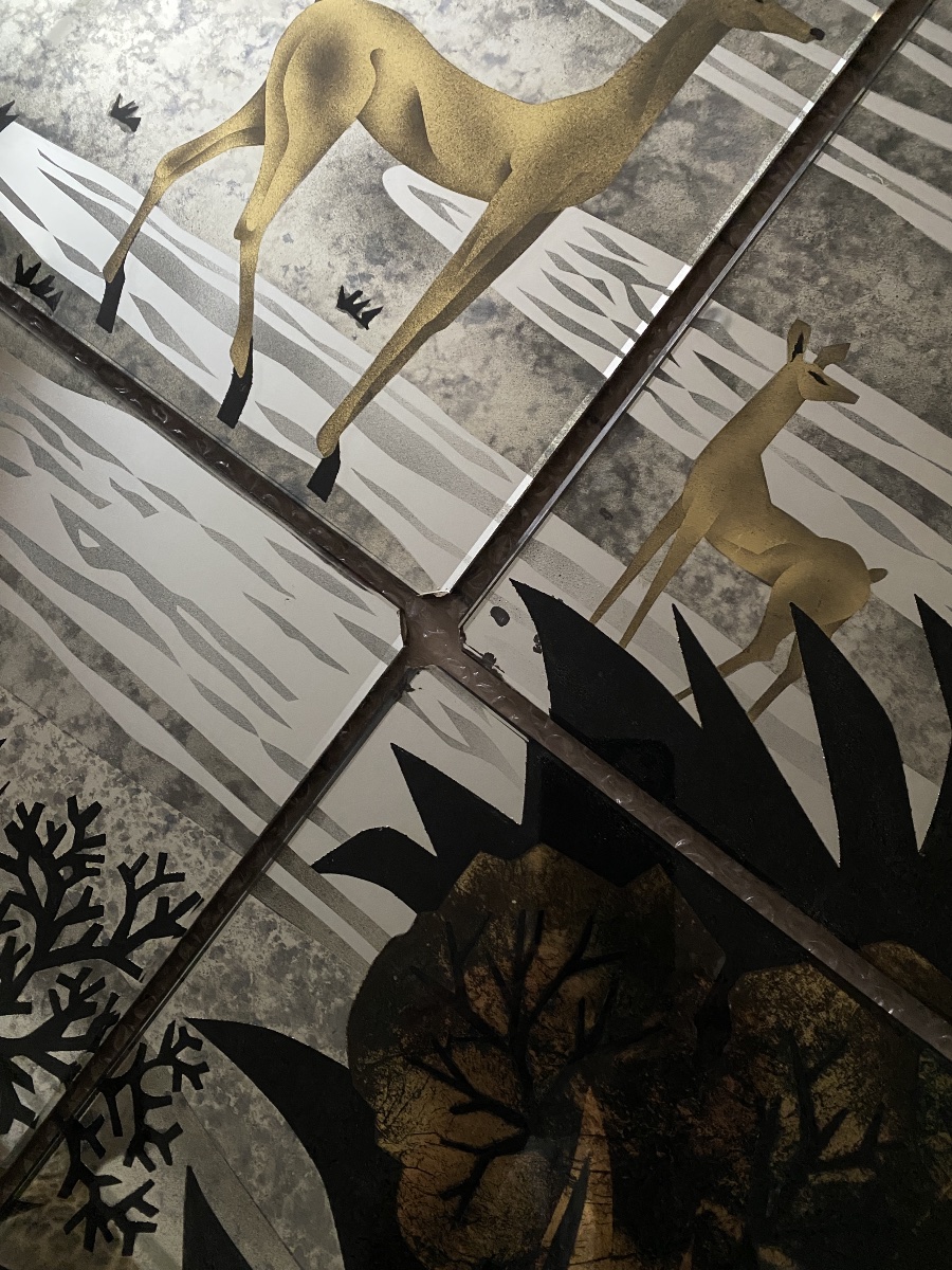 Peinture, panneau décoratif en verre églomisé -photo-5