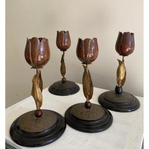Bougeoirs en bois et métal de la maison Madeleine Casting