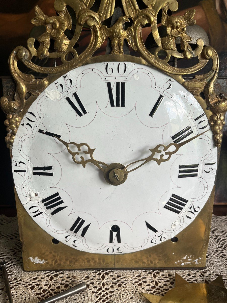 Mécanisme d'Horloge Comtoise "au soleil" à trois cloches, XIXème siècle.-photo-3