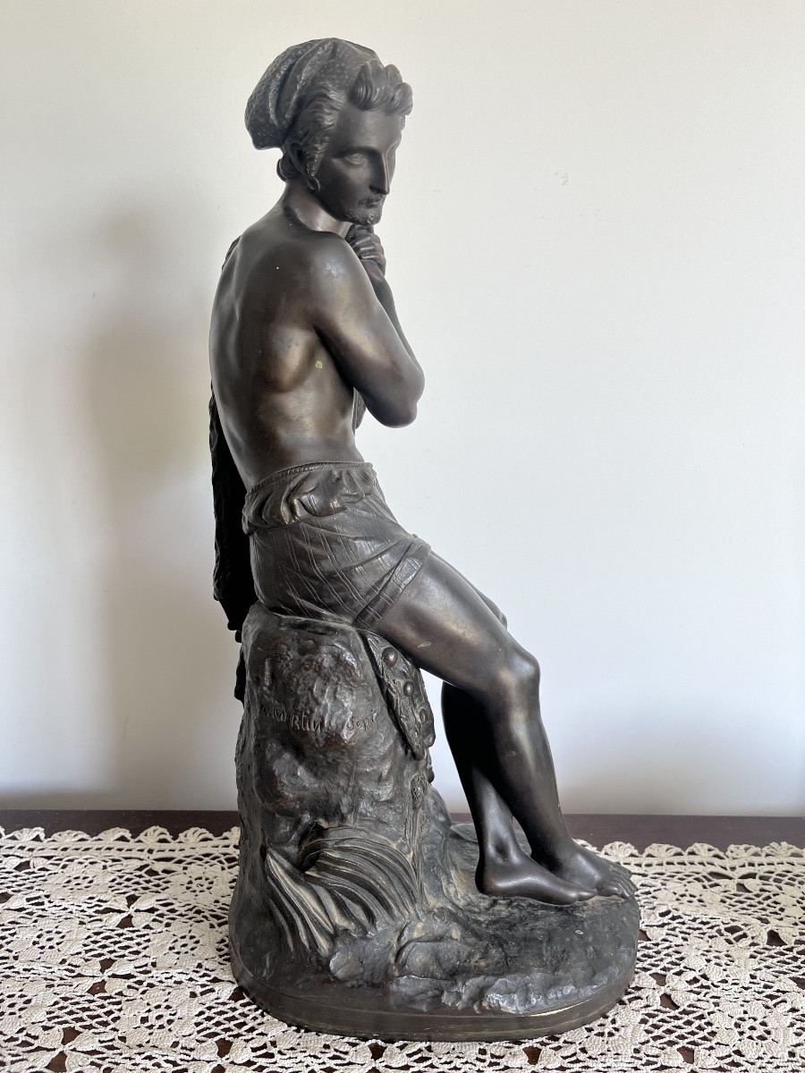 Marie-auguste Martin (1828-1910) - Sculpture “the Neapolitan Shepherd” In Bronze.-photo-2