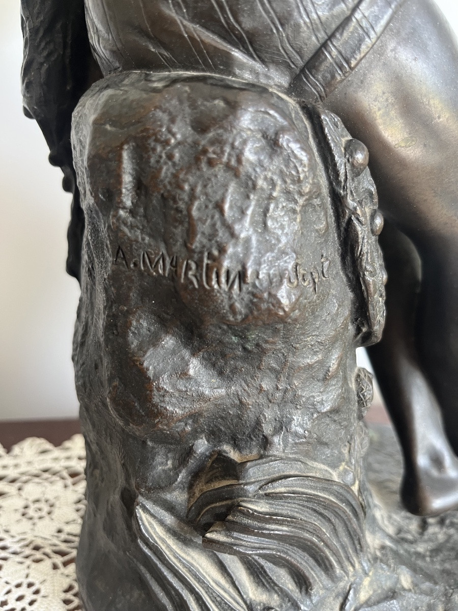 Marie-auguste Martin (1828-1910) - Sculpture “the Neapolitan Shepherd” In Bronze.-photo-3