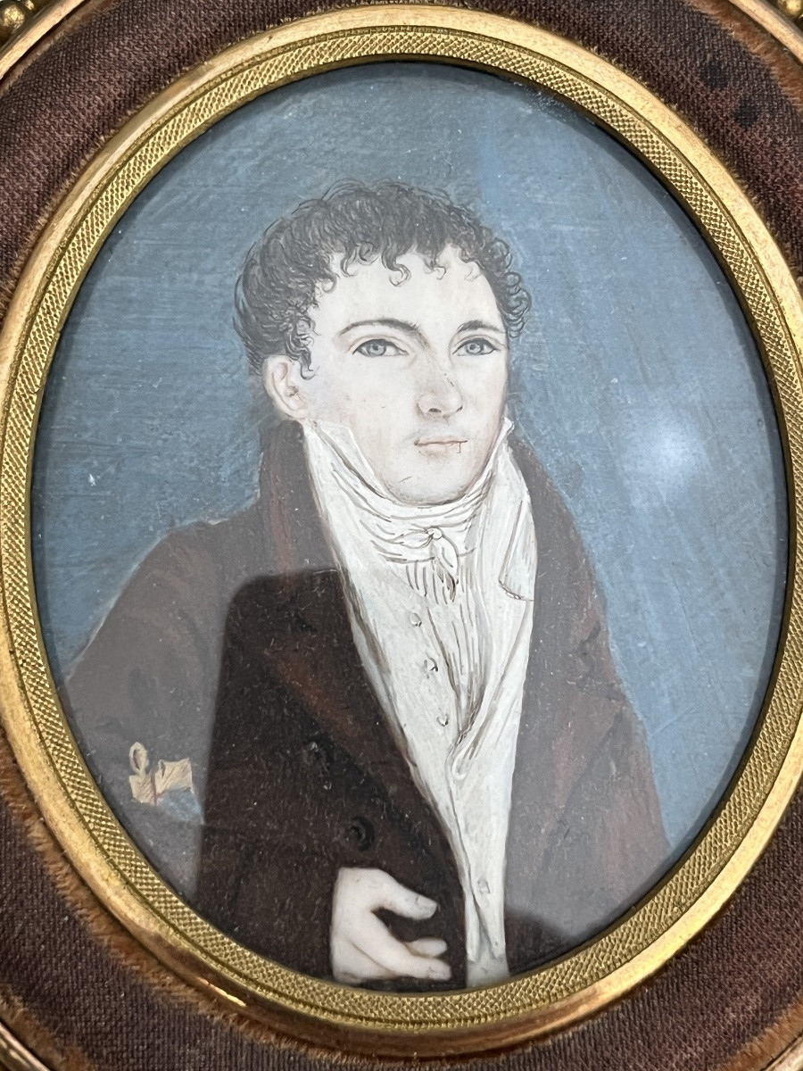 Pair Of Miniatures On Paper From The Empire - Restoration Period, Early 19th Century.-photo-4