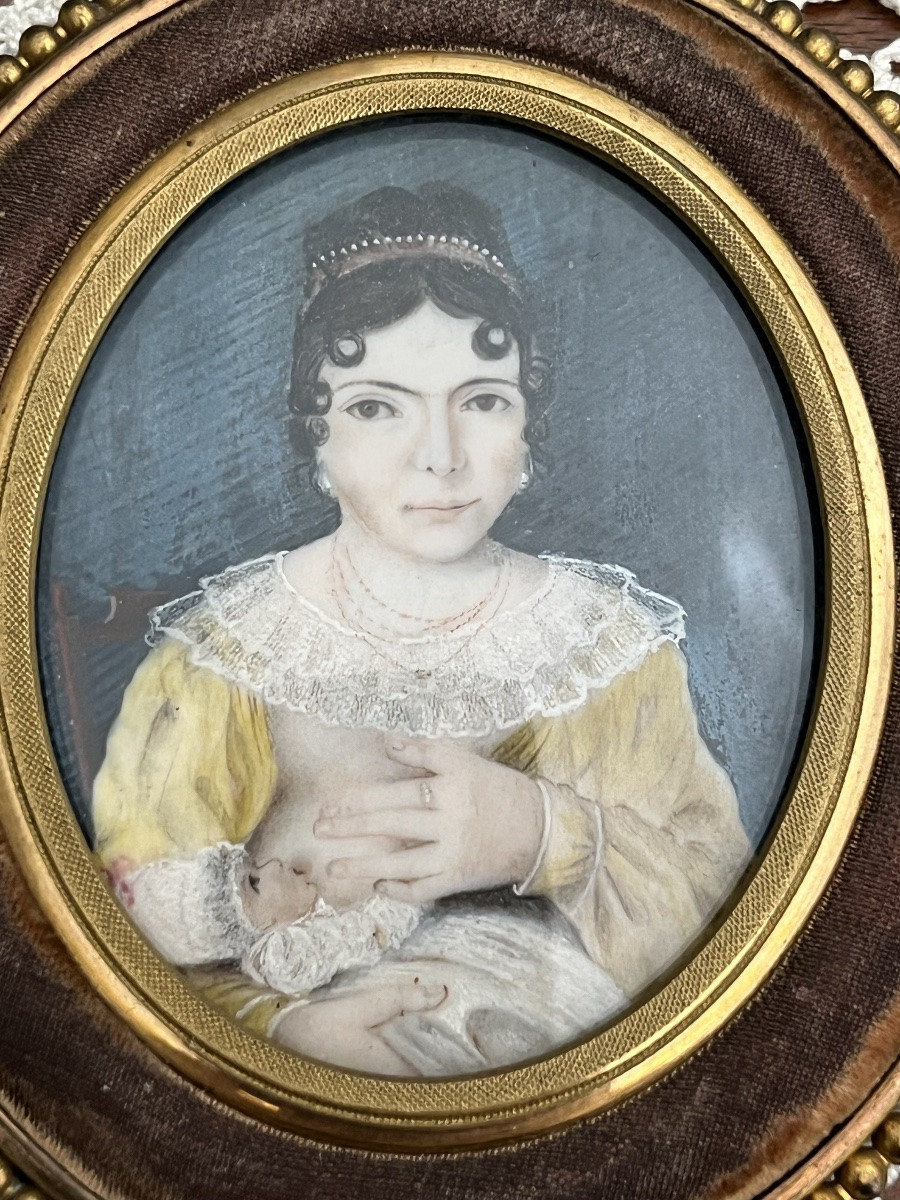 Pair Of Miniatures On Paper From The Empire - Restoration Period, Early 19th Century.-photo-1