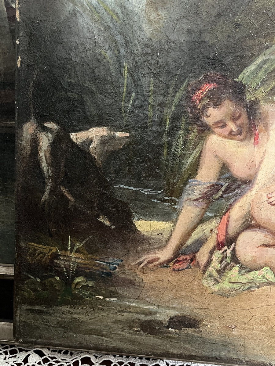 École française d’après François BOUCHER (1703-1770) Huile sur toile « Diane sortant du bain ».-photo-4