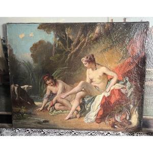 École française d’après François BOUCHER (1703-1770) Huile sur toile « Diane sortant du bain ».