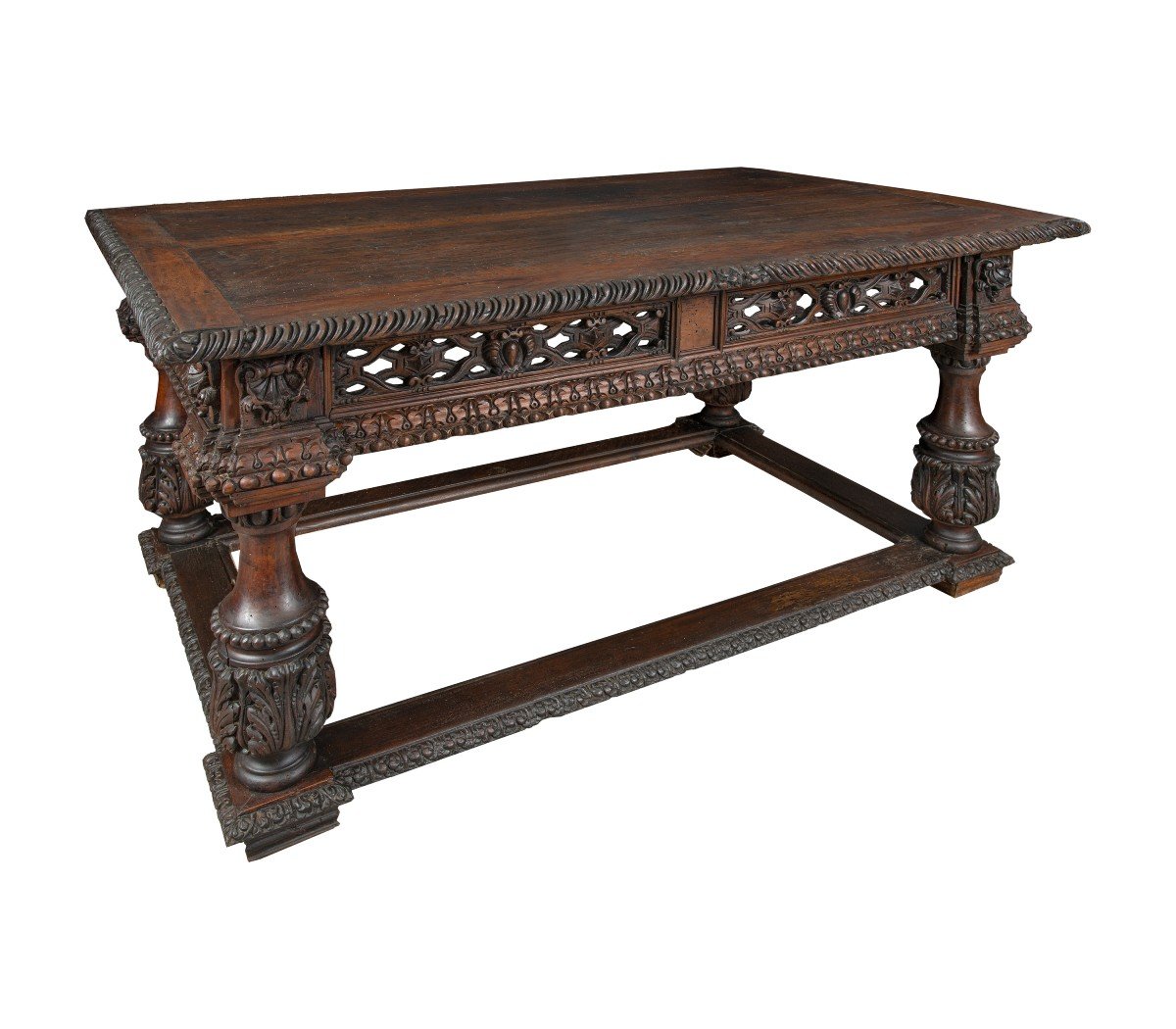 Large Carved Wooden Desk Table. Central Europe, Late 16th - Early 17th Century.-photo-2