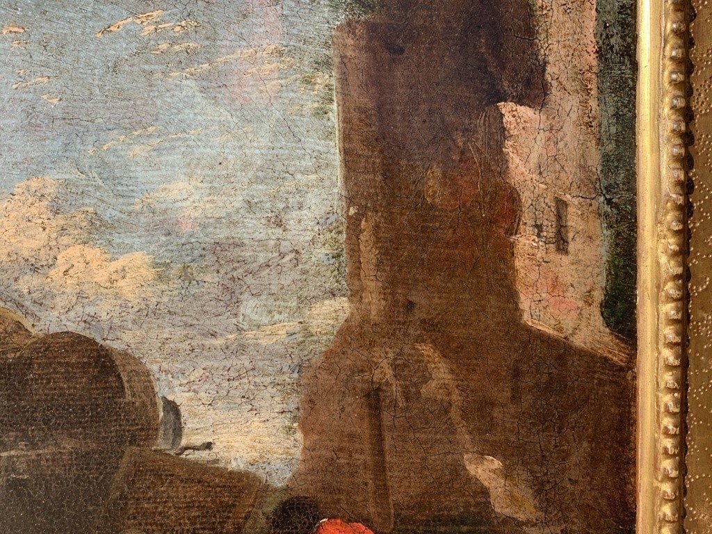 Peintre Romain (xviiie Siècle) - Paysage Aux Voyageurs.-photo-4