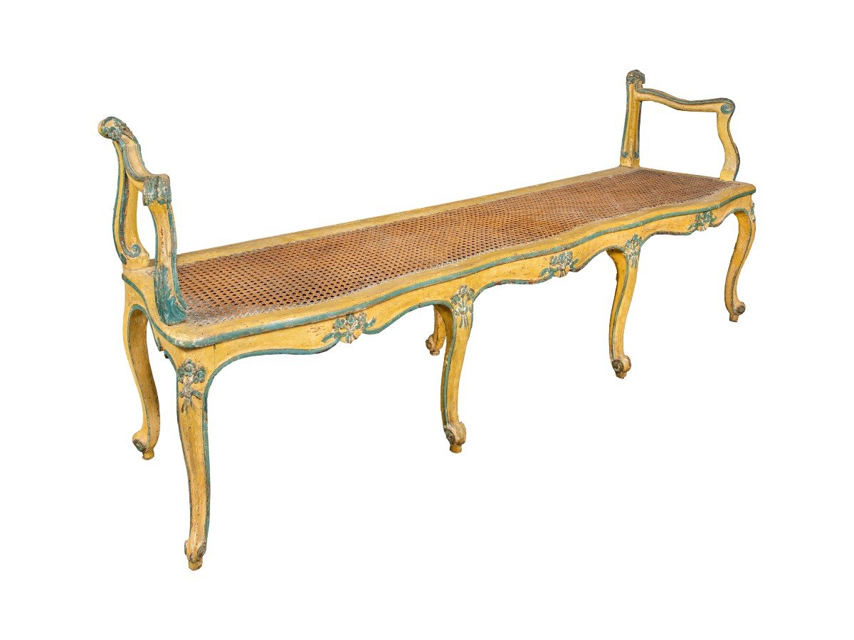 Bench In Lacquered And Painted Wood. Venice, 18th Century.-photo-2
