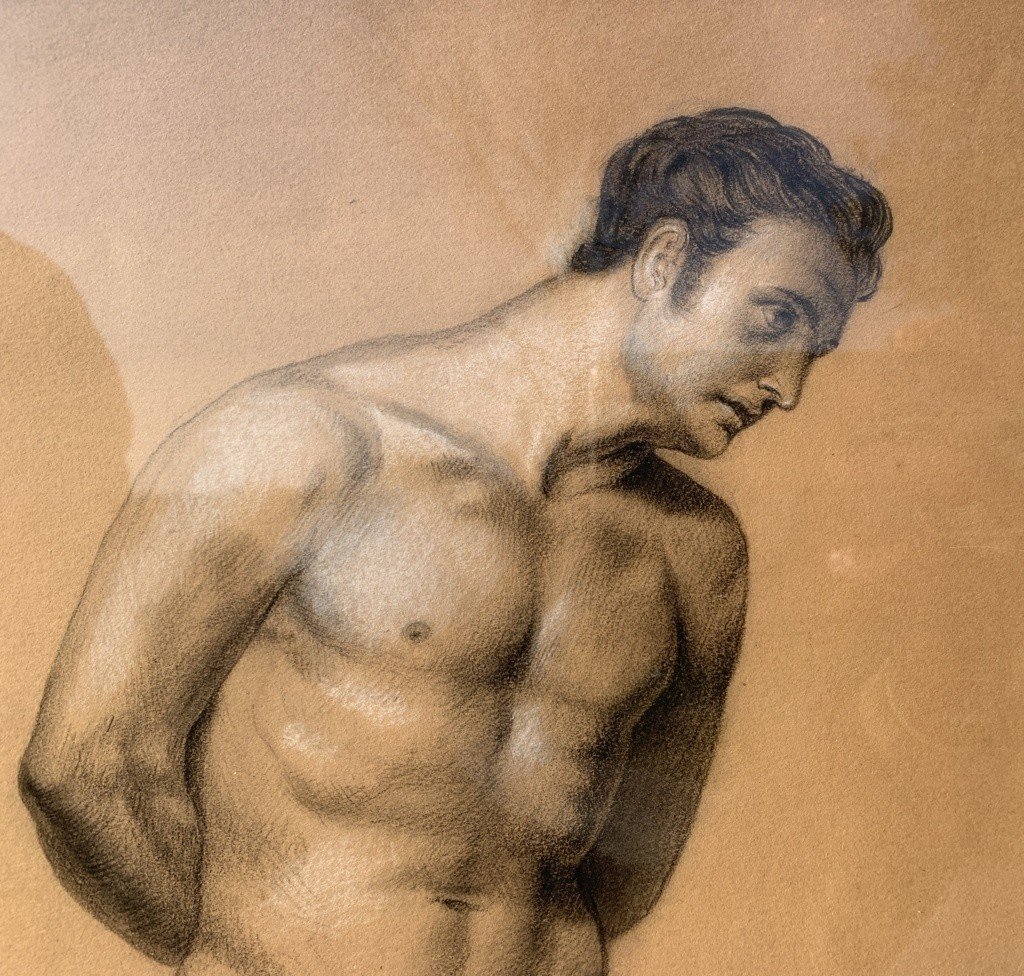 Peintre Italien (19e-20e Siècle) - Nu Masculin Académique.-photo-3