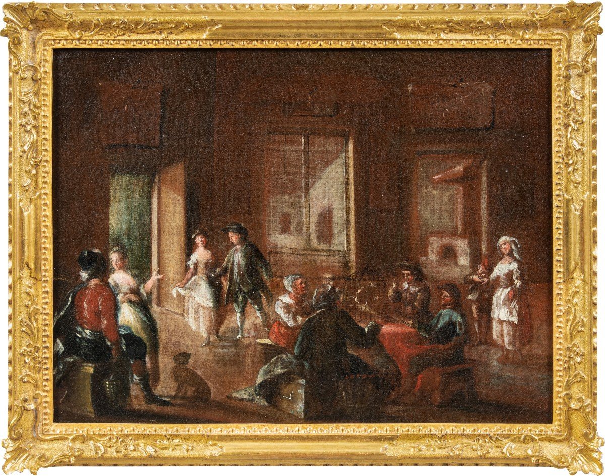 Lorenzo Gramiccia (grotte 1702/1704 - Venise 1795) - Deux Intérieurs Vénitiens.-photo-2