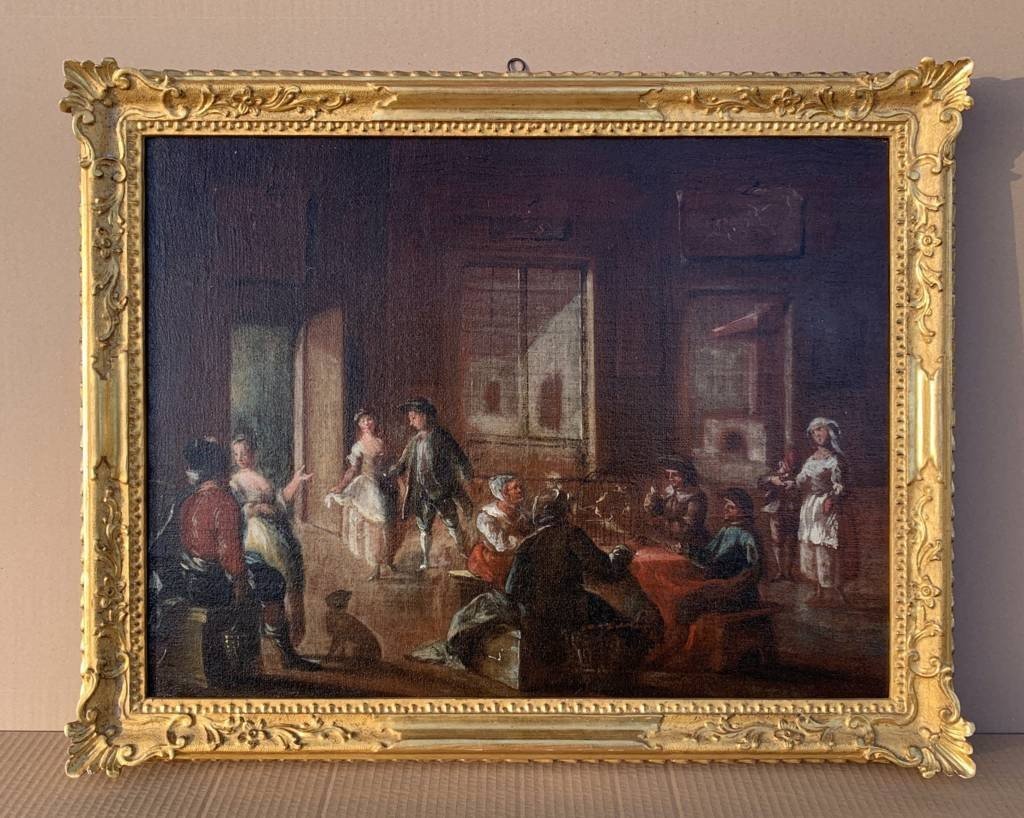 Lorenzo Gramiccia (grotte 1702/1704 - Venise 1795) - Deux Intérieurs Vénitiens.-photo-1