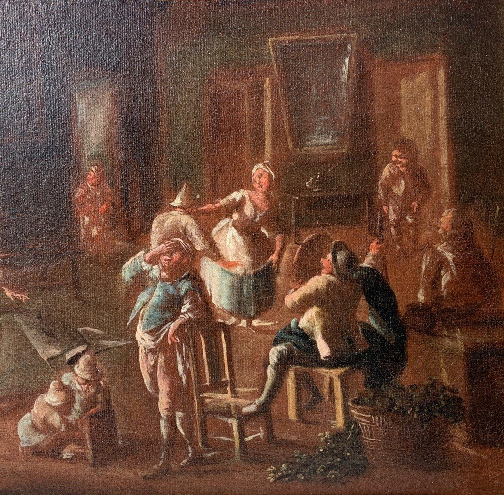 Lorenzo Gramiccia (grotte 1702/1704 - Venise 1795) - Deux Intérieurs Vénitiens.-photo-3