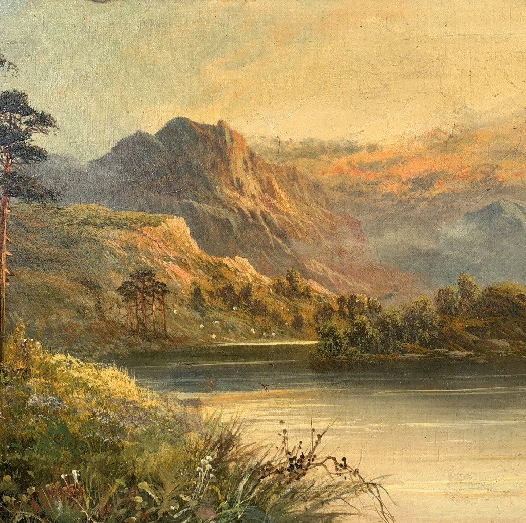 Peintre Européen (fin XIXe Siècle) - Paysage De Montagne Avec Rivière.-photo-3