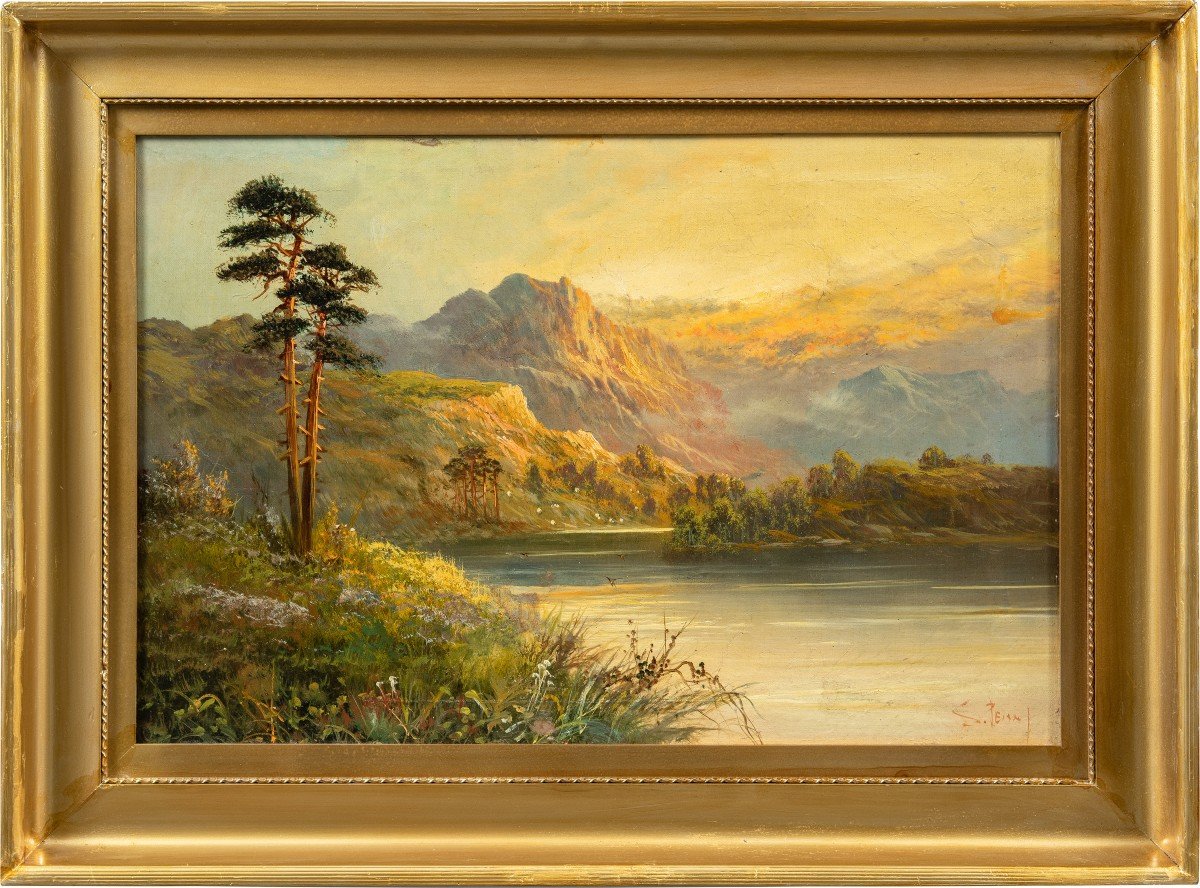 Peintre Européen (fin XIXe Siècle) - Paysage De Montagne Avec Rivière.