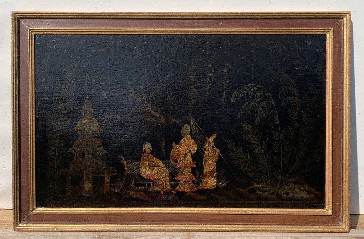 Peintre Chinois (18ème Siècle) - Scène Orientale Avec Pagode.-photo-2