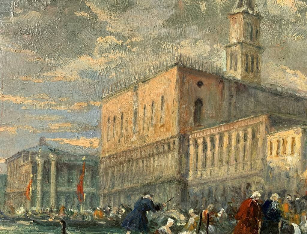 Venetian Painter (late 19th Century) - Venice, View Of The Riva Degli Schiavoni With Carnival M-photo-4
