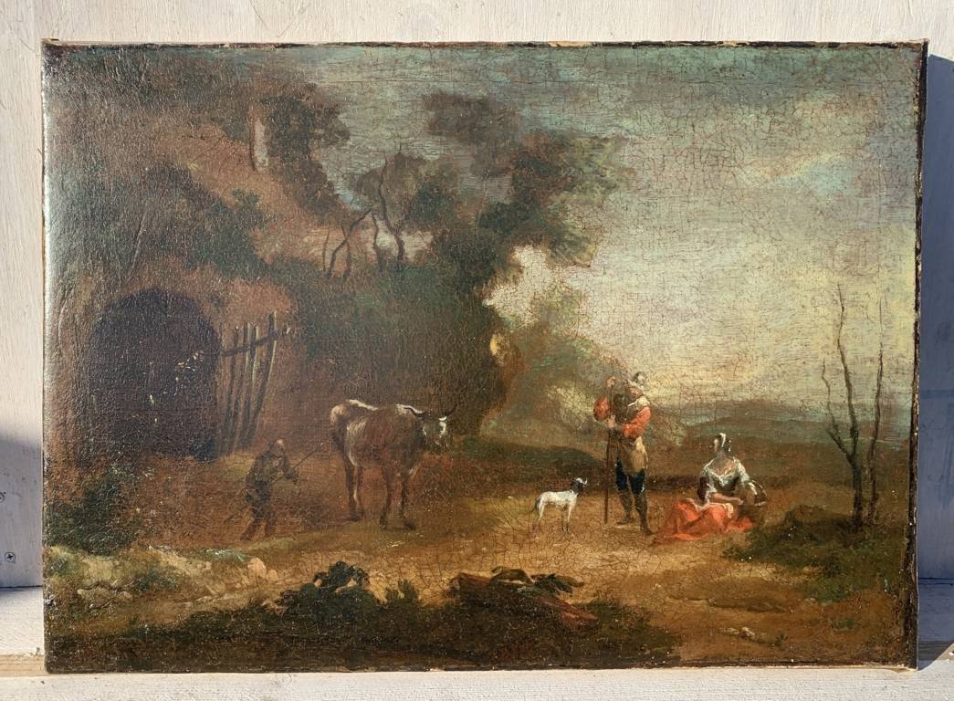 Italian Painter (18th Century) - Landscape With Shepherds At Rest.-photo-2