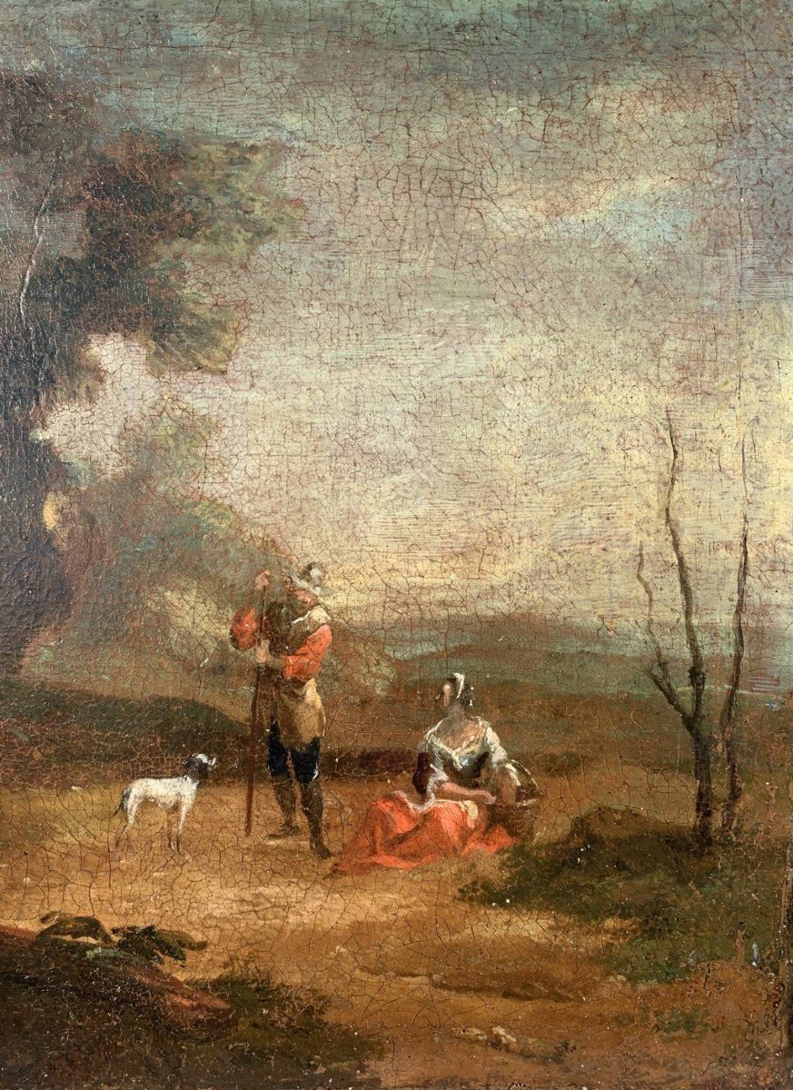 Italian Painter (18th Century) - Landscape With Shepherds At Rest.-photo-3