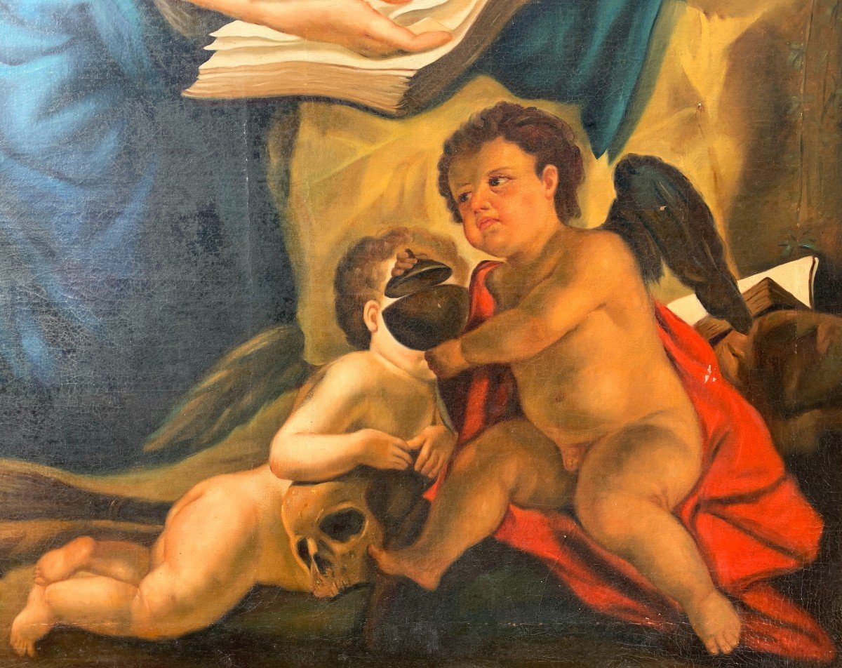 Peintre Italien (xviiie-xixe Siècle) - Madeleine Pénitente Avec Deux Chérubins.-photo-4