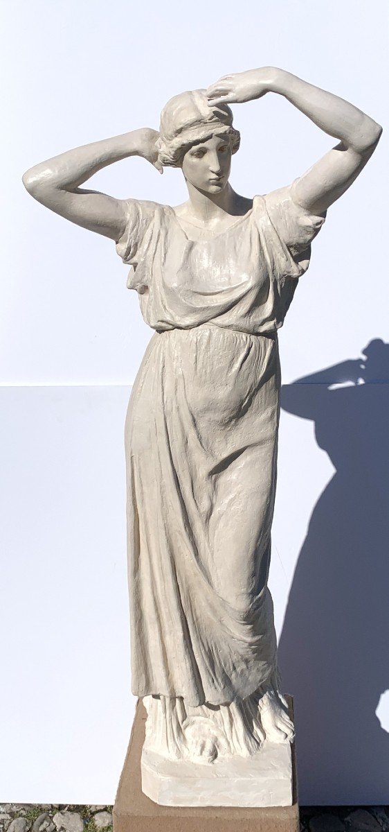 Paire De Sculptures Scagliola - Personnages Romains. Italie, 19ème Siècle.-photo-3