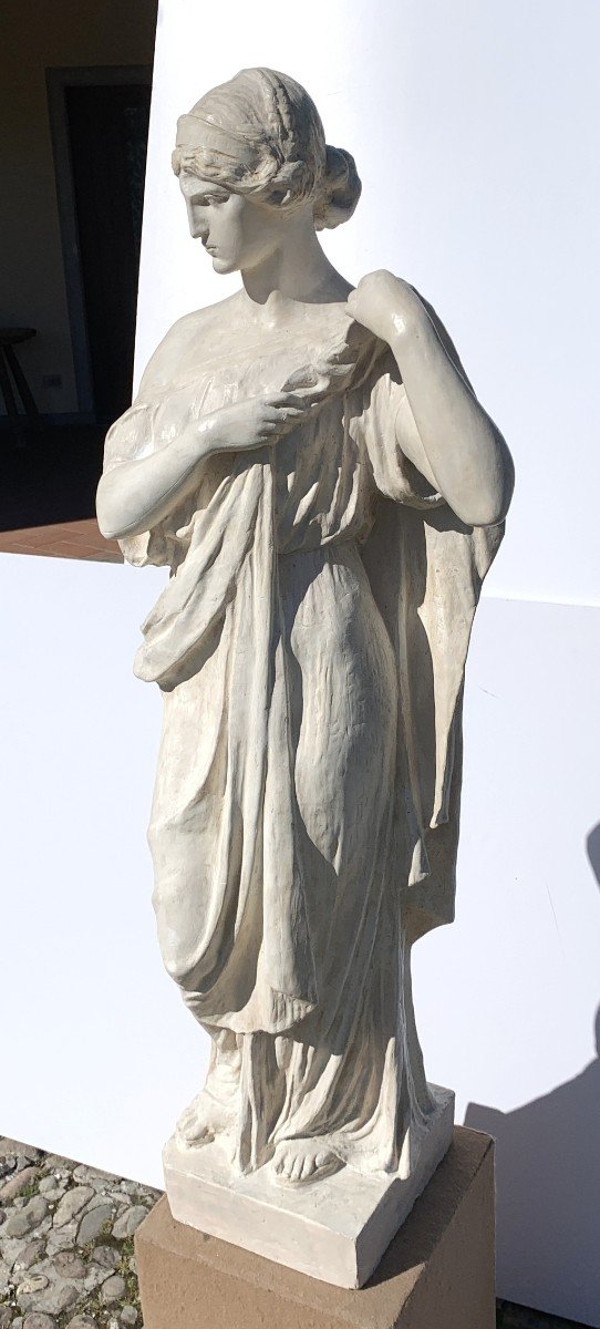 Paire De Sculptures Scagliola - Personnages Romains. Italie, 19ème Siècle.-photo-1