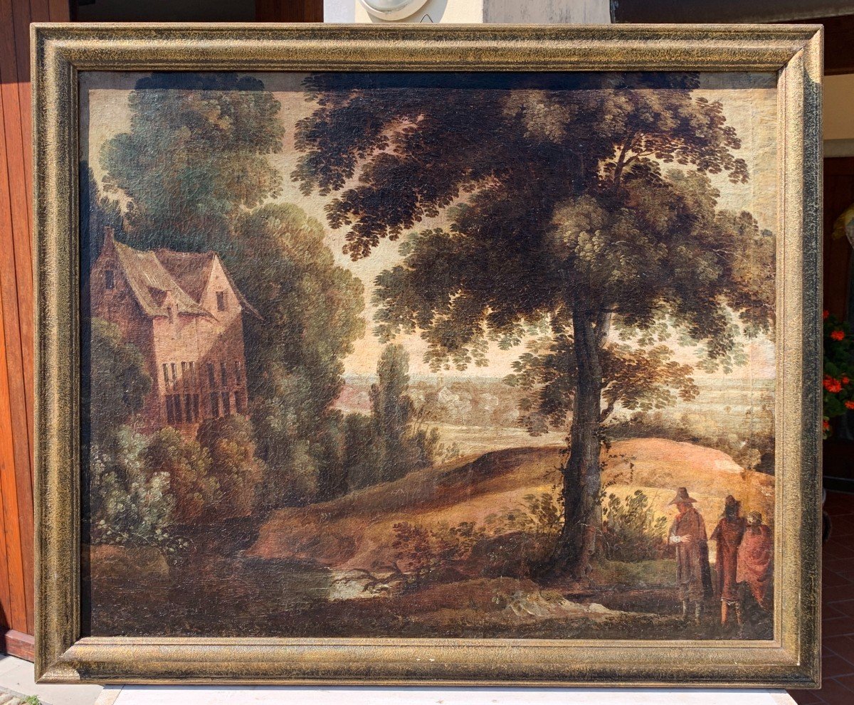 Flemish Master (17th Century) - River Landscape With Characters.-photo-2