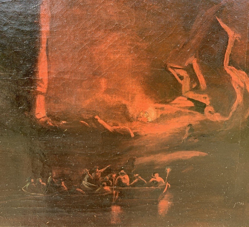 Peintre Anglais (début XIXe Siècle) - Bateaux Au Clair De Lune Sur La Tamise.-photo-3