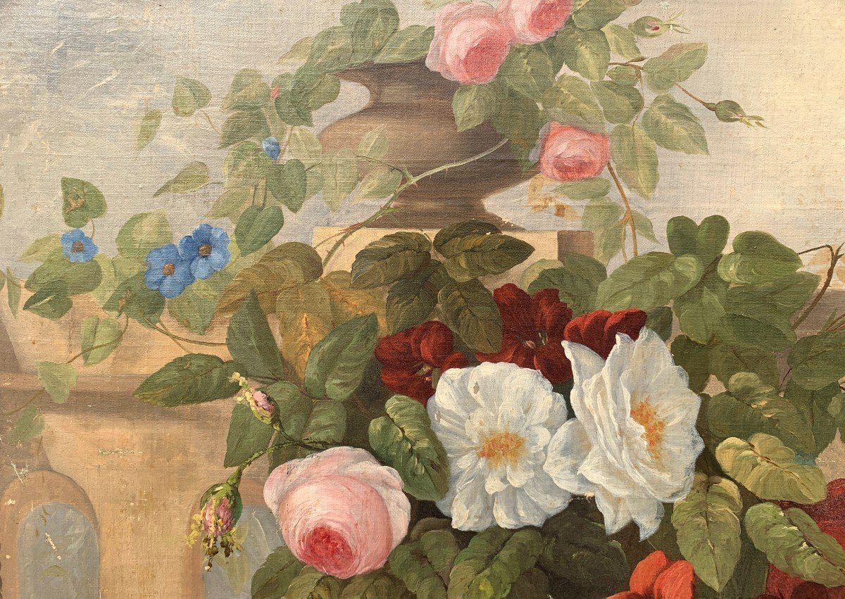Italian Painter (19th-20th Century) - Still Life Of Flowers.-photo-4