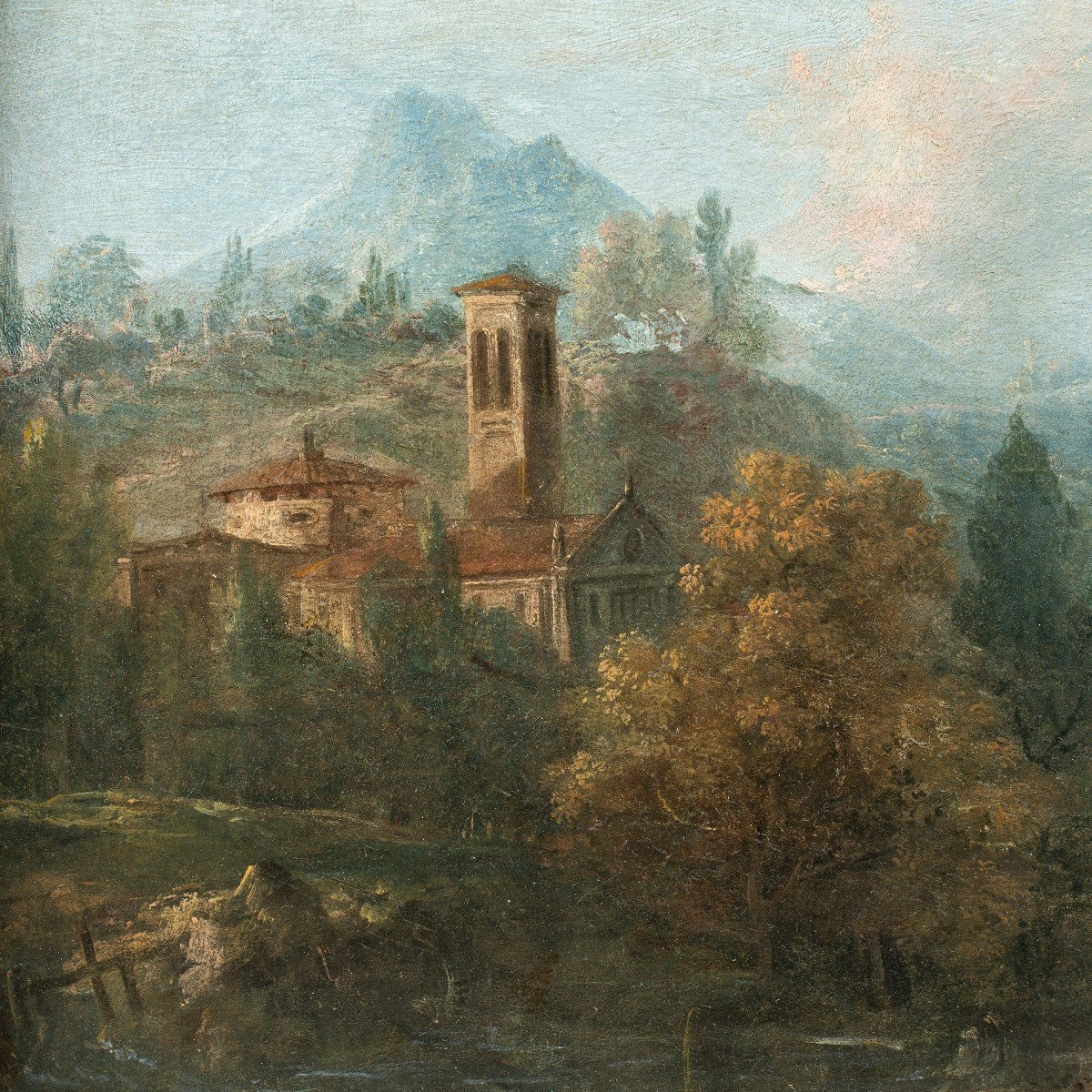 Francesco Zuccarelli (pitigliano 1702 - Florence 1788) - Paysage Fluvial Avec Chevaliers.-photo-3
