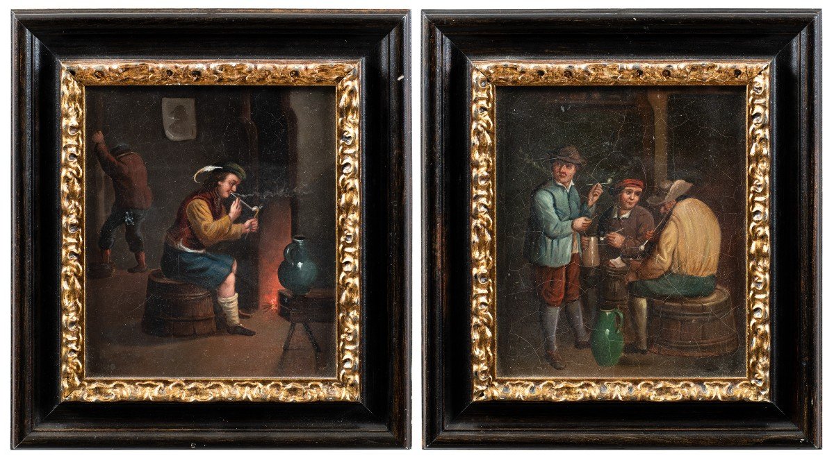 Peintre Hollandais (19e Siècle) – Fumeurs à l'Auberge.