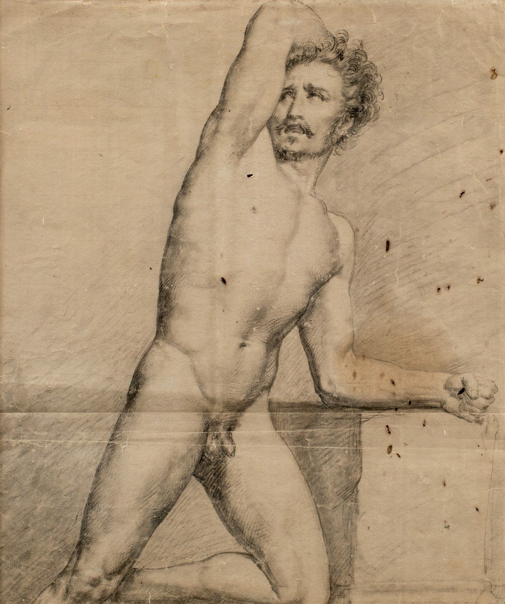 Peintre Italien (19e-20e Siècle) - Nu Masculin Académique.-photo-2