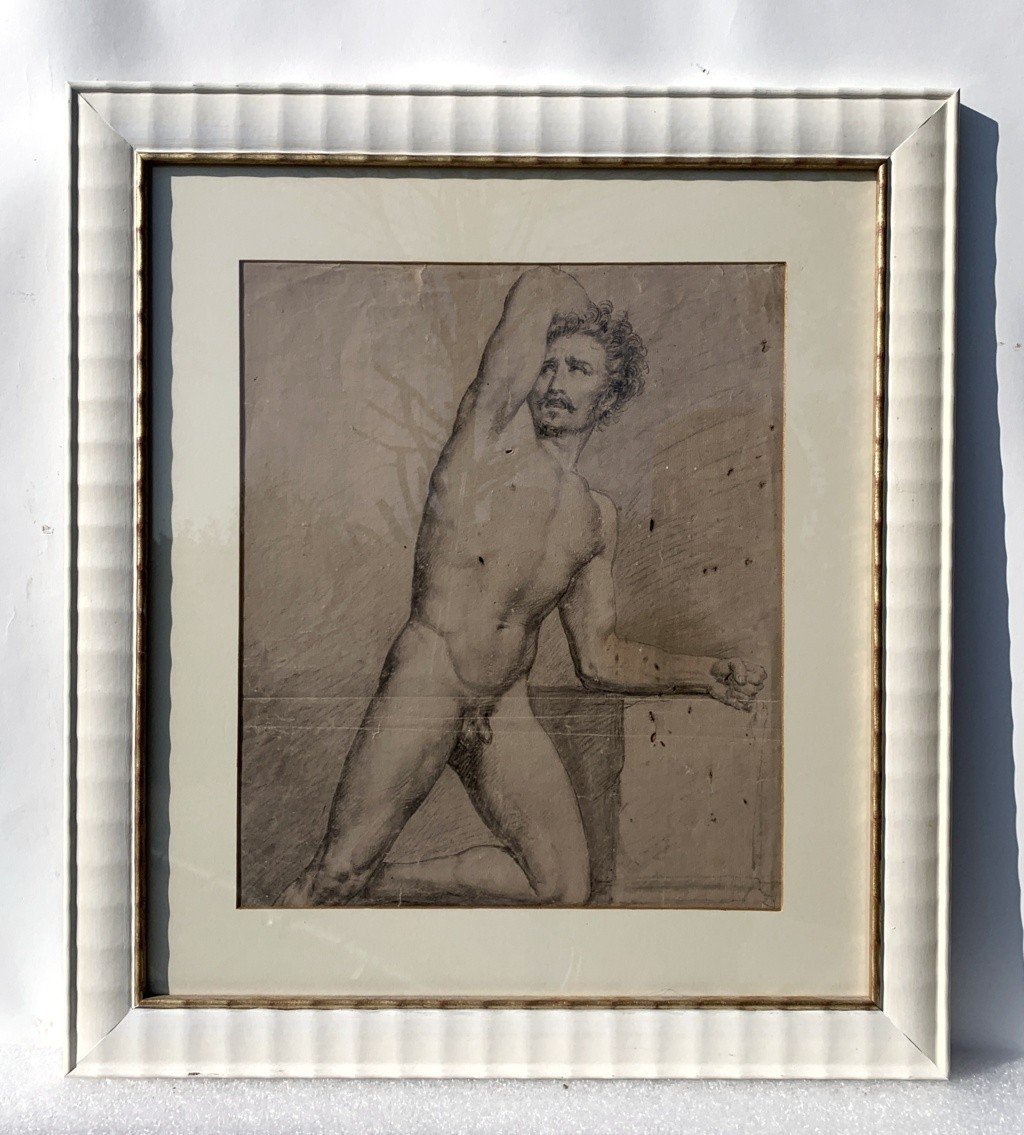 Peintre Italien (19e-20e Siècle) - Nu Masculin Académique.-photo-3