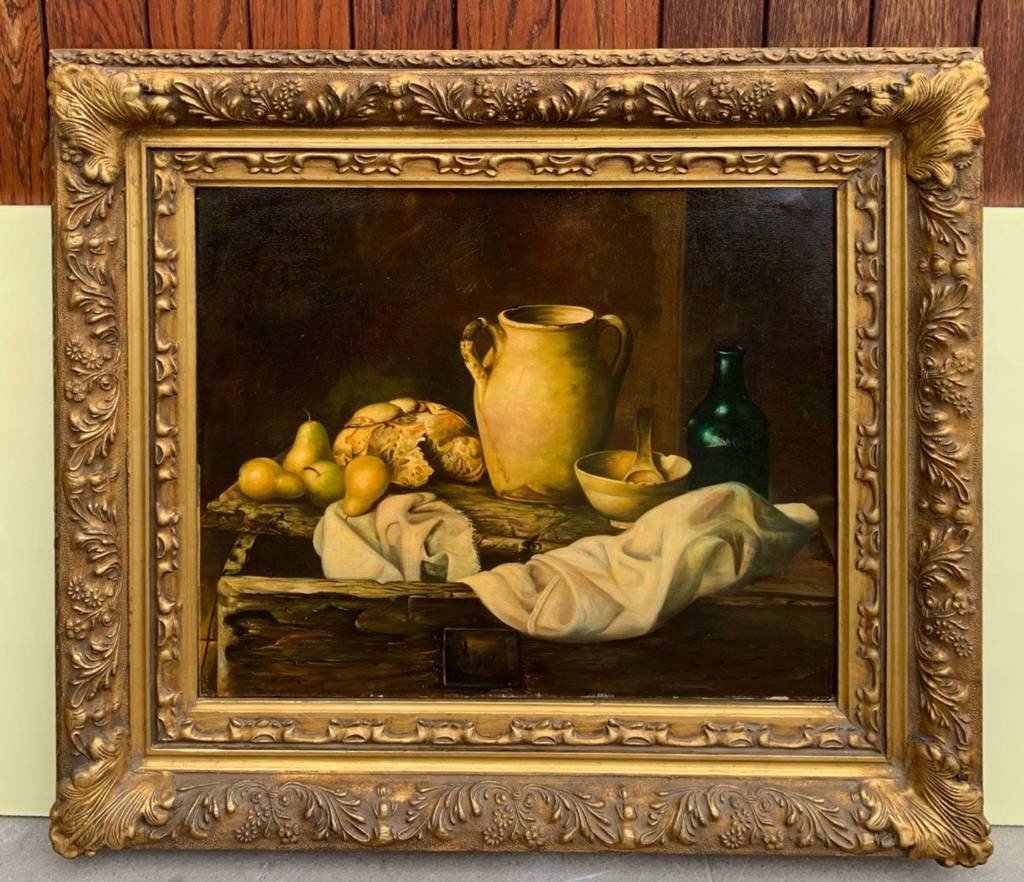 Peintre Italien (19e-20e Siècle) - Nature Morte Au Vase Et Aux Poires.-photo-2
